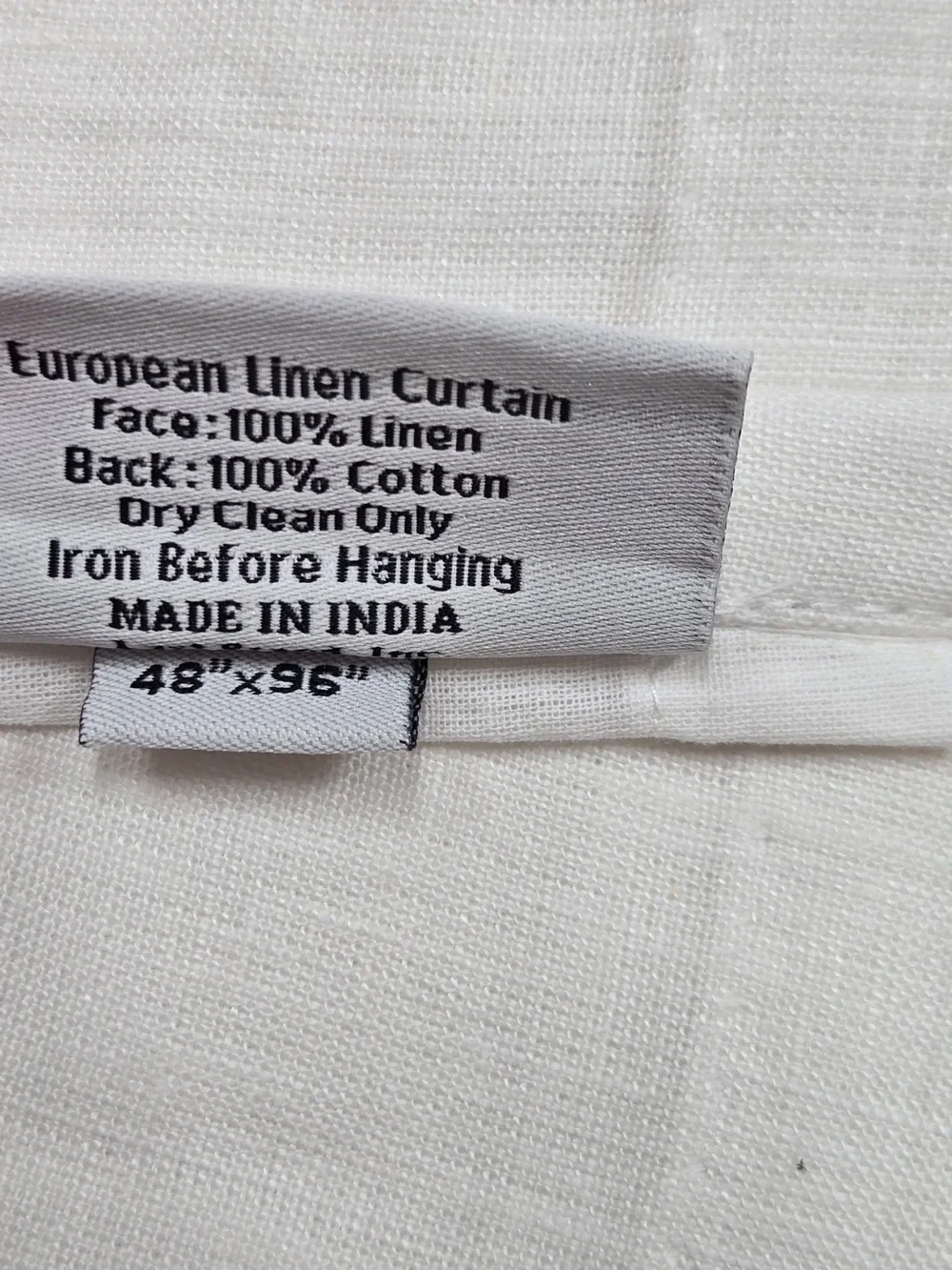 NWT QUINCE Set Of 2 48x96 European Linen Curtains White 9383